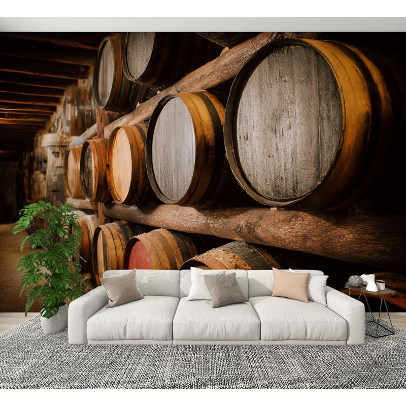 Papier peint pelez et collez, tonneaux de vin empilés, vieille cave à vin, peintures murales, H 100 po x l 144 po, papier peint amovible en PVC, peintures murales auto-adhésives, décor pour enfants, chambre à coucher, salon, chambre de bébé, bureau