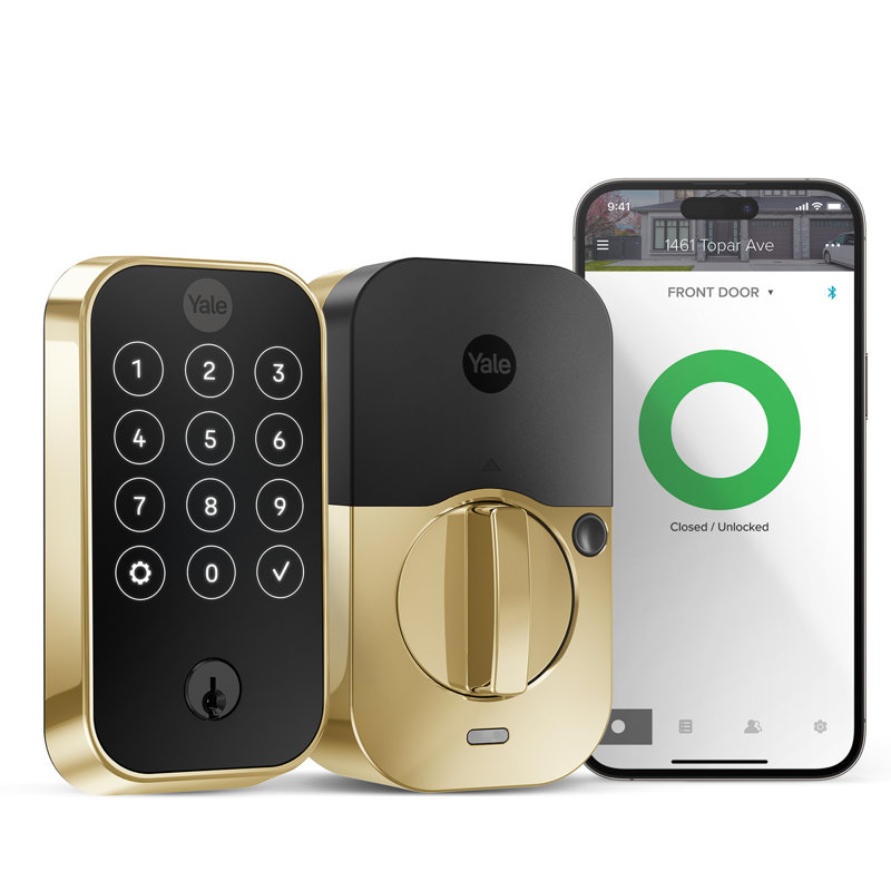 Verrouillage intelligent Yure Assure Lock à 2 touches avec Bluetooth Yale, Laiton éternel