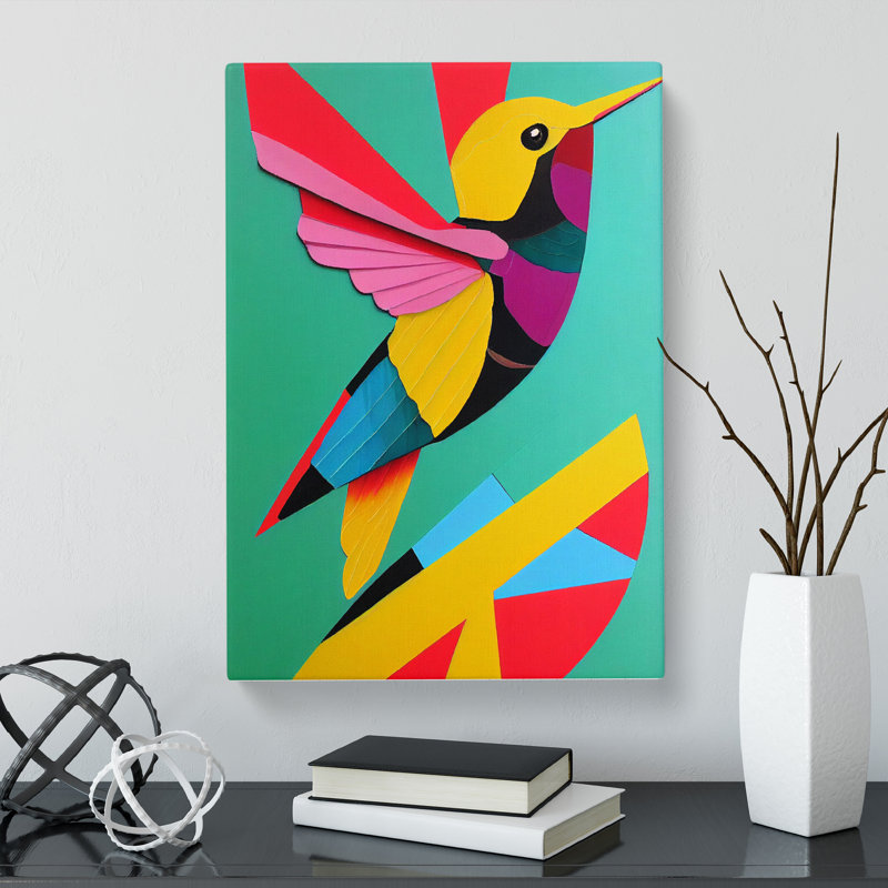 Orrick Hummingbird Patchwork - Wrapped Canvas, 60cm H x 40cm W x 3cm D