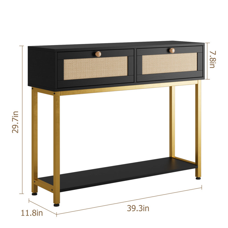 Console Brooke-Louise 39,3 po, Noir, Or
