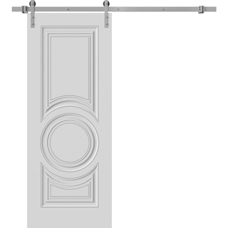 Porte de grange | Émail impérial blanc 1855 | Ensemble de quincaillerie lourde pour rail 8 pi | Portes intérieures solides