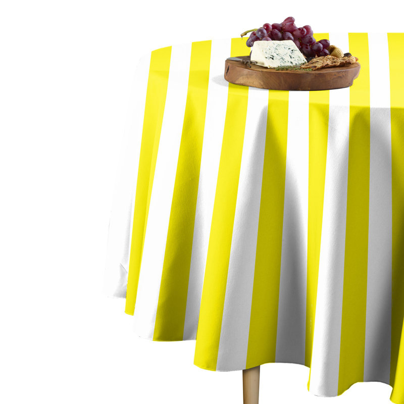 Sam Stripe Tablecloth, 96" L x 96" W, Yellow