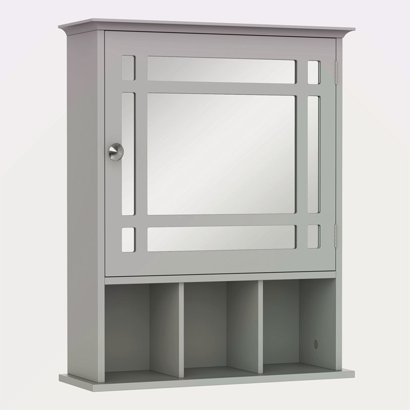 Armoire à pharmacie de salle de bain avec miroir, armoire à miroir murale avec porte et tablettes de rangement