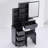 29.2" Small Space Left Bedside Cabinet Vanity Table + Cushioned Stool, Extra Large Right Sliding Mirror, Multi Layer High Capacity Storage, Practical Fashionable Dresser, Suitable For Small Space-1146558363