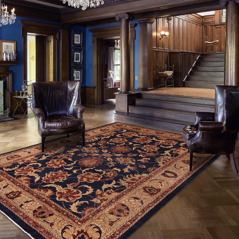 Tapis unique bleu de 10 pi x 14 pi des années 2000 par Arshs Fine Rugs