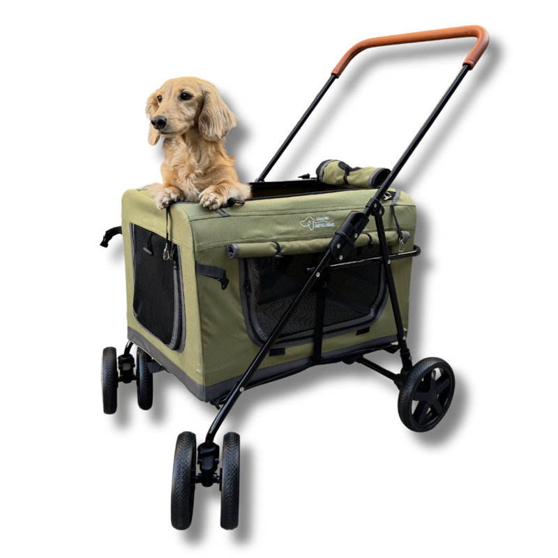 Pet Stroller Foldable Travel Crate With Detachable Carrier For Small And Medium Dog And Cat