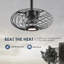 Ventilateur de plafond d'extérieur en cage 15 po avec lumières DEL - étanche, ventilateur de plafond enfichable avec télécommande