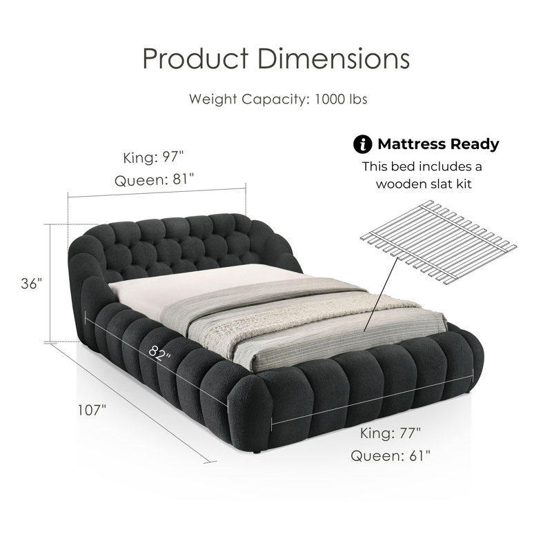 Gahanna Platform Bed, King, Black