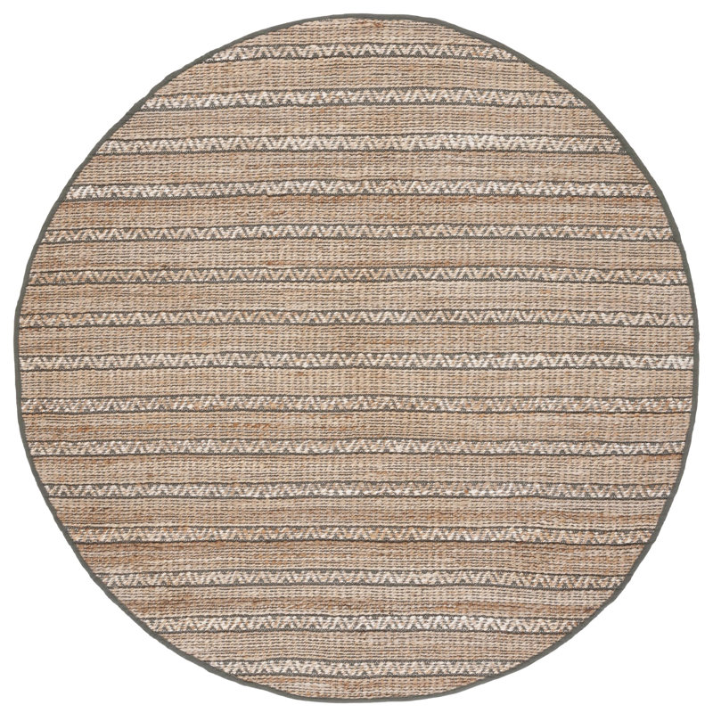 Abdelilah Geometric Flatweave Olive/Natural Area Rug, Round 7'