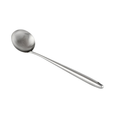 Ustensile de cuisine en acier inoxydable pour wok de 1 poche de 17 pouces de long, résistant à la chaleur, résistant à la chaleur et au lave-vaisselle, outil de cuisine argenté pour sauces et soupes