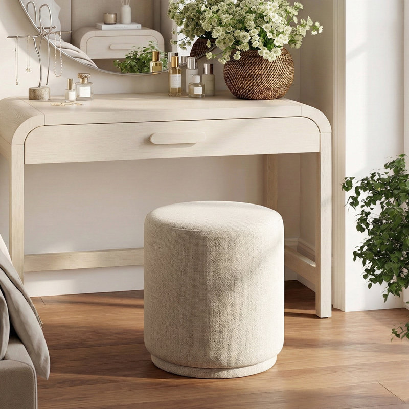 18.5" Round Swivel Vanity Stool, Oatmeal