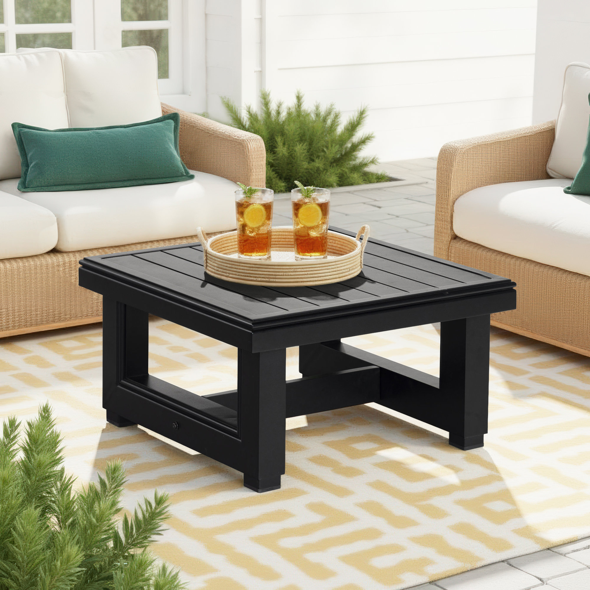 Melrose Square Metal Outdoor Side Table