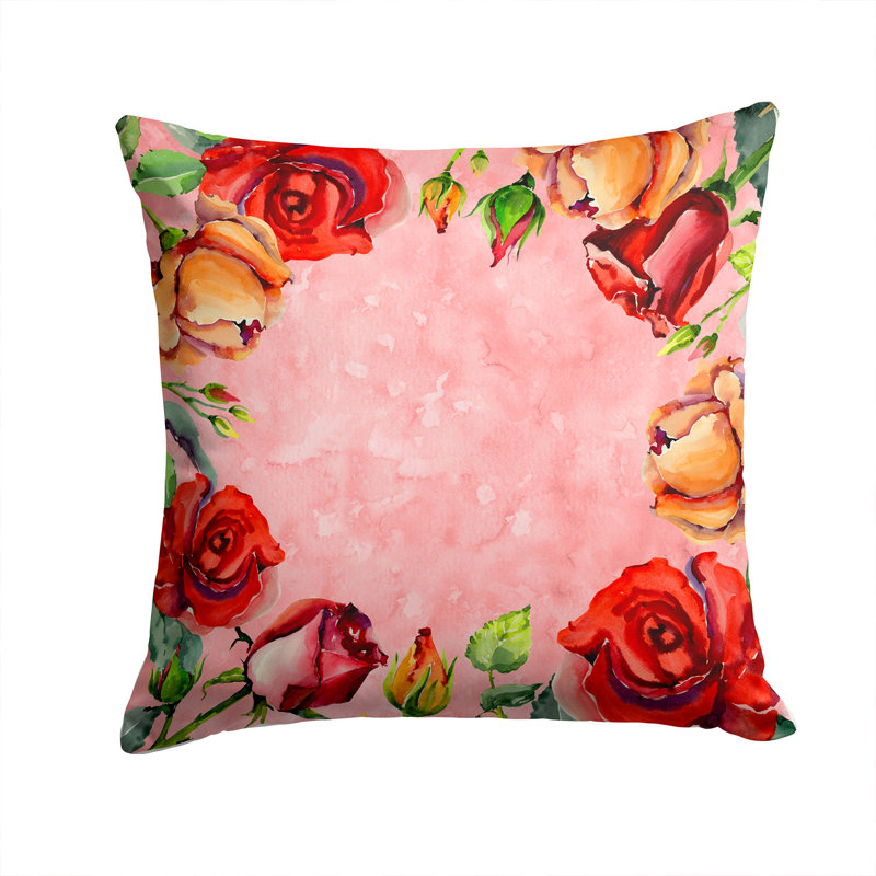 Roses Indoor/Outdoor Throw Pillow, 14" x 14"