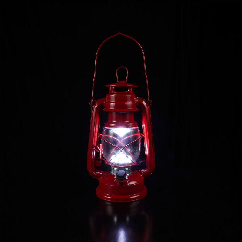10'' Battery Powered Integrated LED Hurricane Lantern, Red