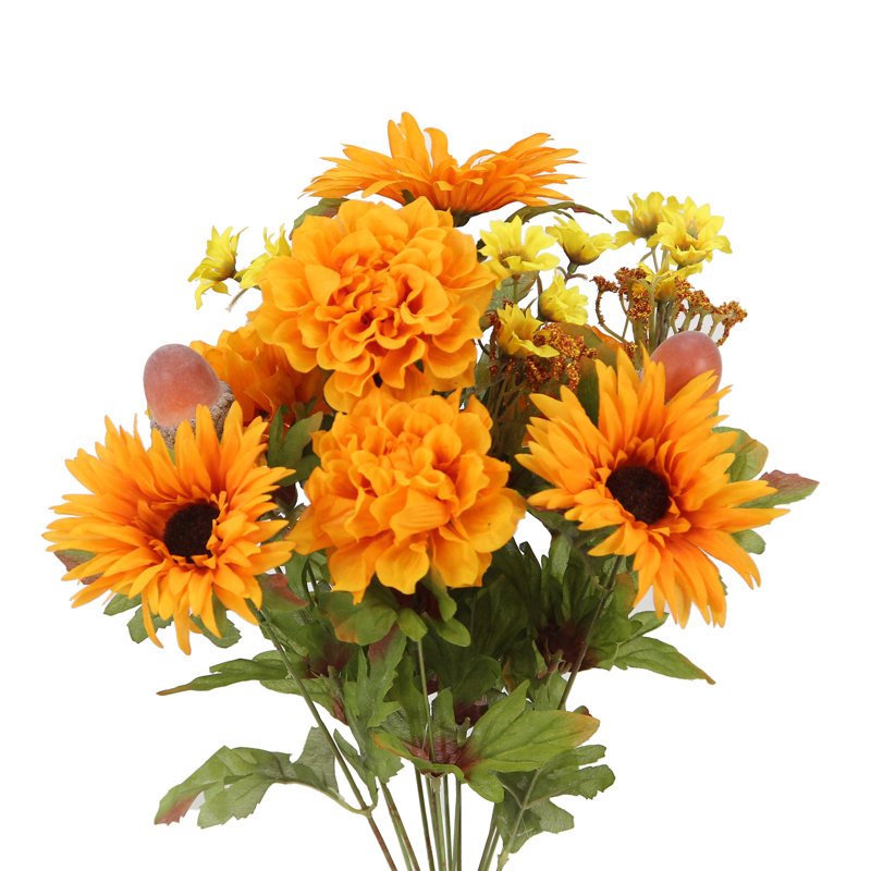 Arrangement floral assorti artificiel, marguerite et marguerite Gerbera, Mandarine