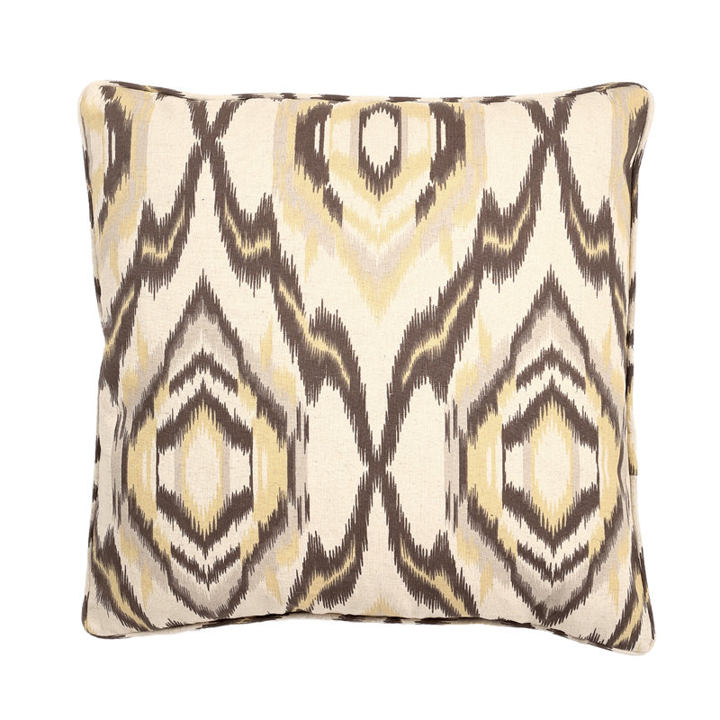 Coussin décoratif carré «Nevada Ikat Image Print», Jaune pâle