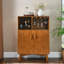 Armoire à vin rustique avec support et tablette réglable, buffet 31,5 po pour la maison, porte-verre inclus, porte-bouteilles