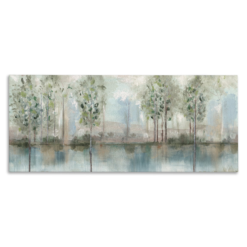 "Trees Reflecting on River", art mural par Susan Jill, H 10 po x l 24 po