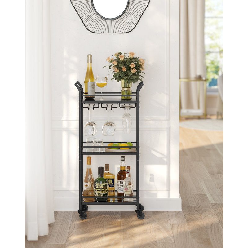 Aivah Kitchen Cart, Black, 92cm H x 46.8cm W x 30cm D