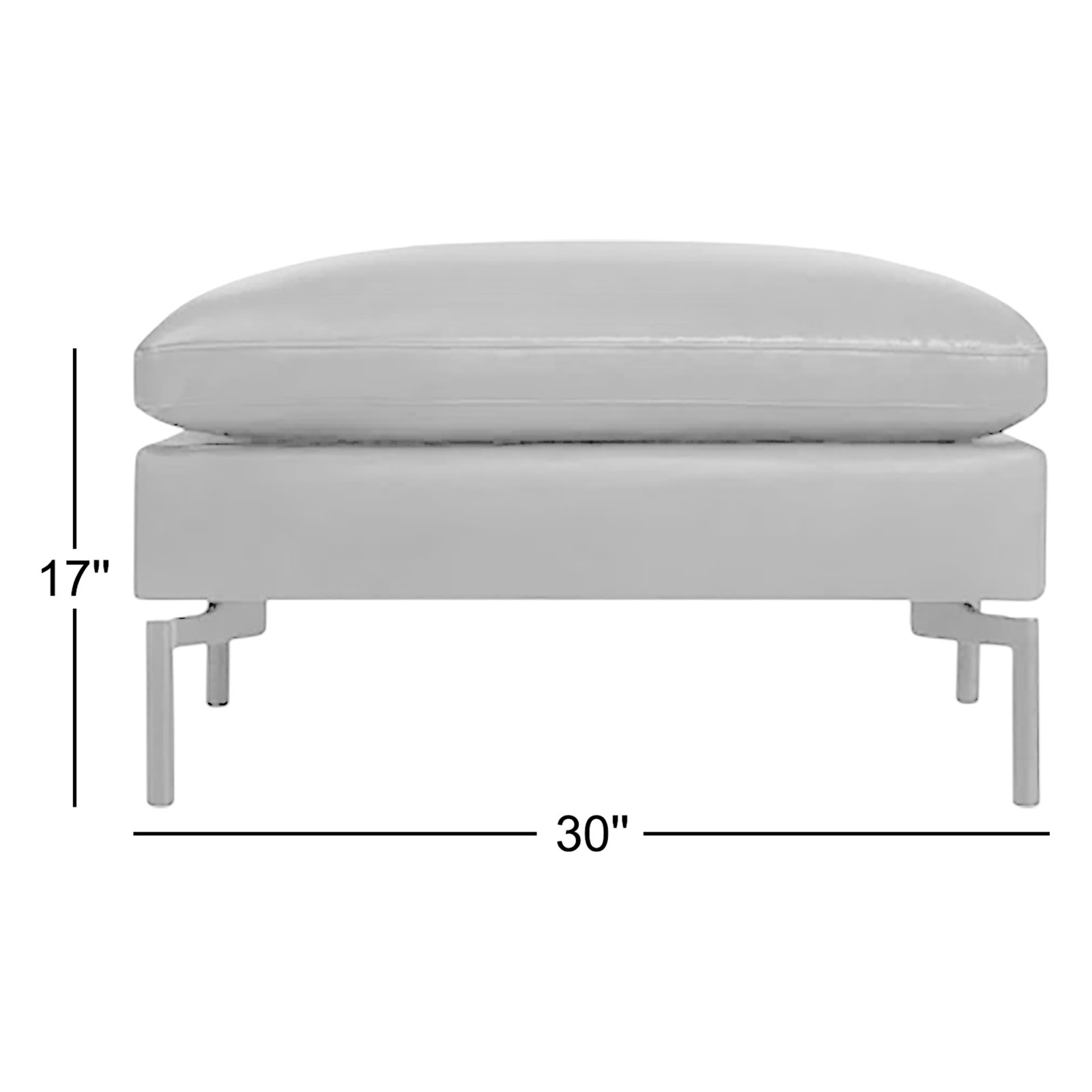 New Standard Upholstered Ottoman, Granite Genuine Leather