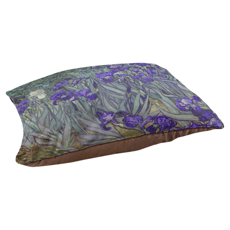 Coussin stylisé irises Burk, L 42 po x l 52 po, Mauve / Brun foncé