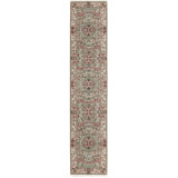 Hand-Knotted High-Quality Light Green and Cream Runner