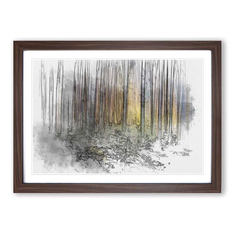 Forest Dreams in Abstract - Picture Frame Graphic Art Print, 27cm H x 36cm W x 2cm D, Walnut Framed