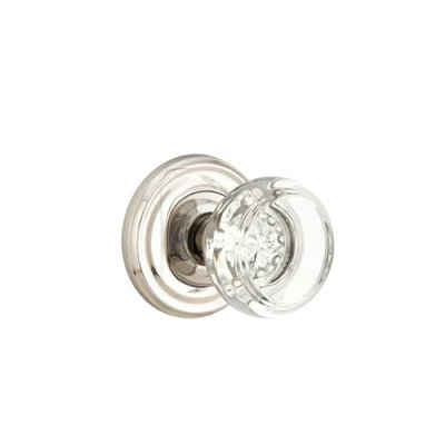 Ensemble de mortaise intérieure Emtek avec rosette régulière et bouton de verre Georgetown (droit)