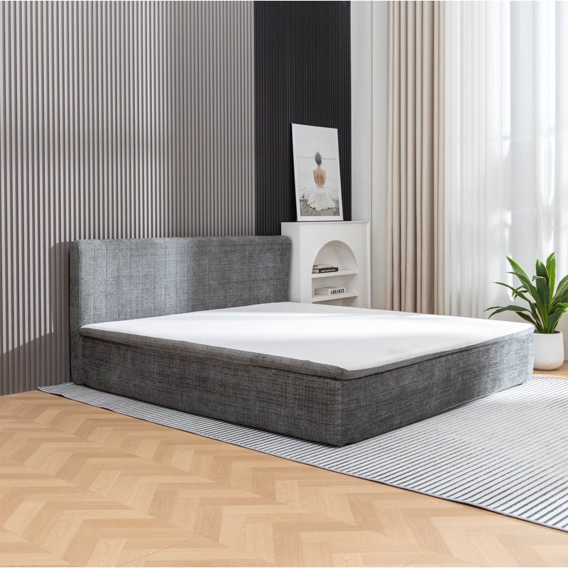 15" Thick Upholstered Compression Bed, Gray, King