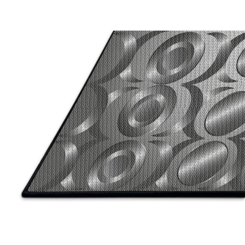 Tapis gris/noir tissé à la machine, Rectangle 4 pi x 6 pi