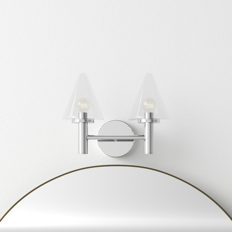 Polished Chrome Dual Light Vanity with Clear Glass Shades