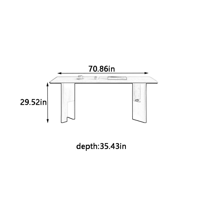Table de salle à manger rectangulaire, H 29,52 po x L 70,86 po x l 35,43 po