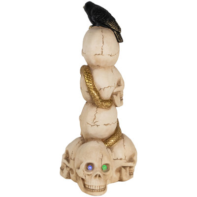 Décoration d'Halloween à DEL avec crâne et corbeau