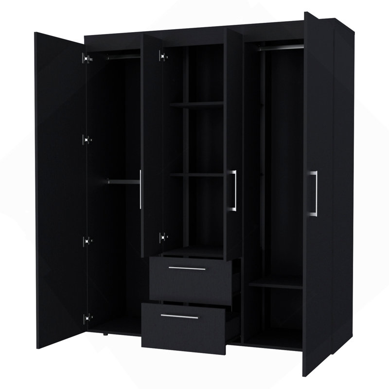 Armoire 2 portes noire tout-en-un