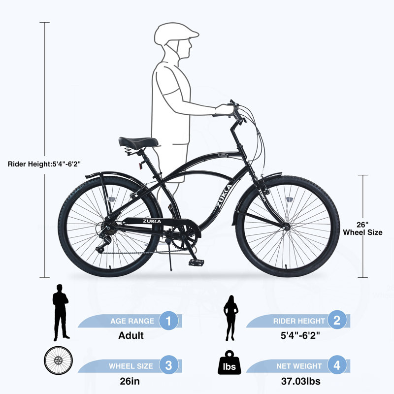 Vélo de plage 7 vitesses à 7 vitesses et 26 couleurs pour hommes