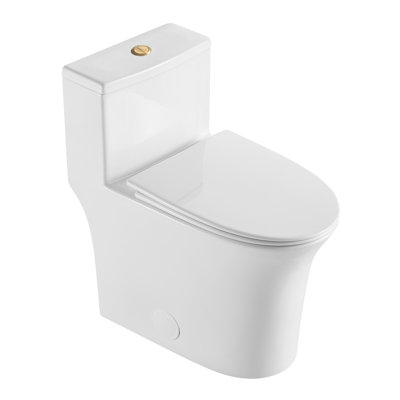 WC monobloc allongé à hauteur confort, chasse d'eau puissante à siphon MAP 1000 g, double chasse 0,9/1,28 GPF, abattant à fermeture ralentie et à dégagement rapide, design compact entièrement carrelé
