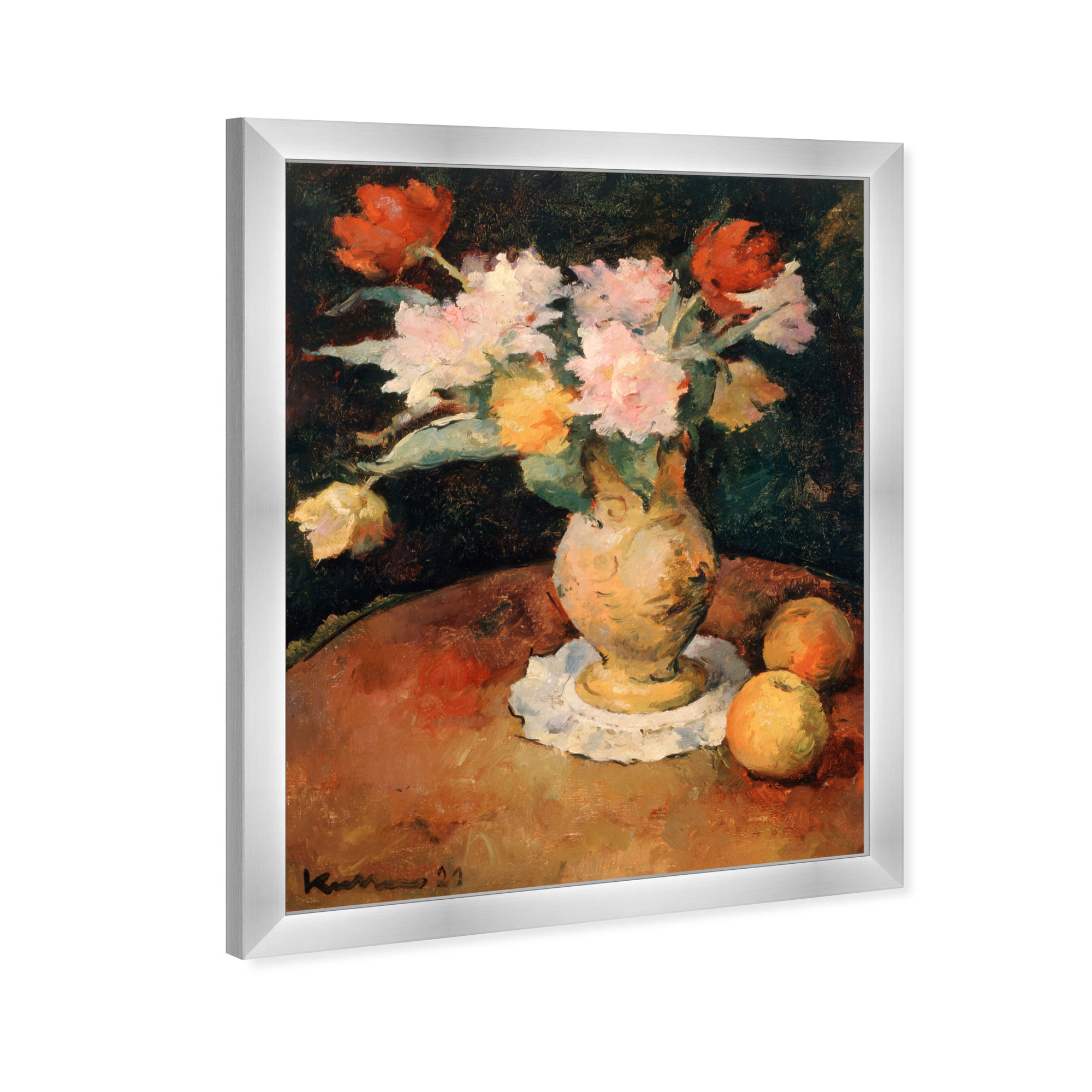 Joseph Kutter - Pivoines, 27" H x 22" W x 0.5" D, Silver