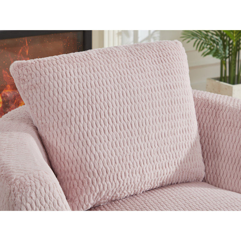 Faux Fur Swivel Barrel Chair, Pink