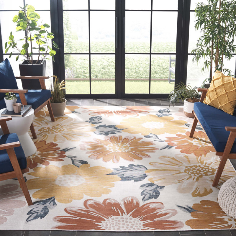 Maezell Sunrise Performance Floral Indoor/Outdoor Area Rug, Rectangle 8' x 10'