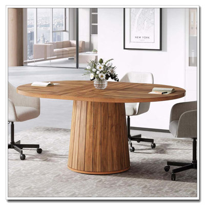 Table de conférence ovale en bois