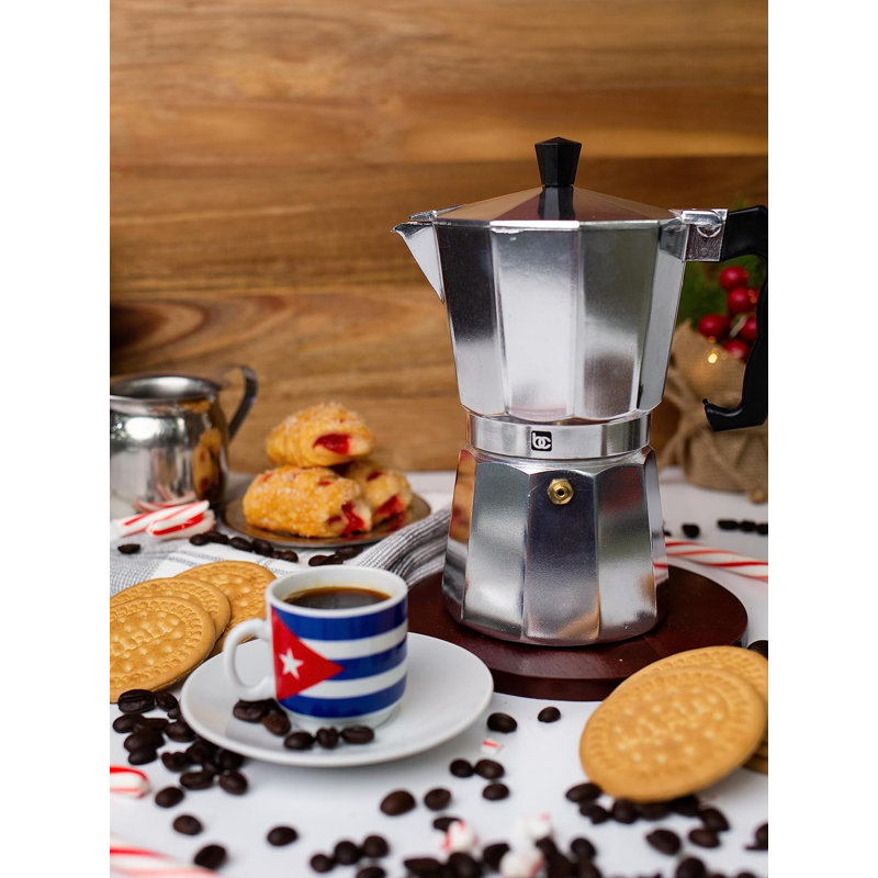 Bene Casa 3 cups Silver Espresso Maker, 5" H x 5" W x 5" D