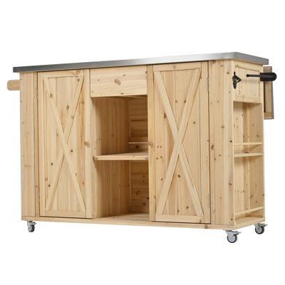 Rustique 4-Tier Rustic Kitchen Island With Durable Wood Construction And Easy Mobility Wheels by Millwood Pines