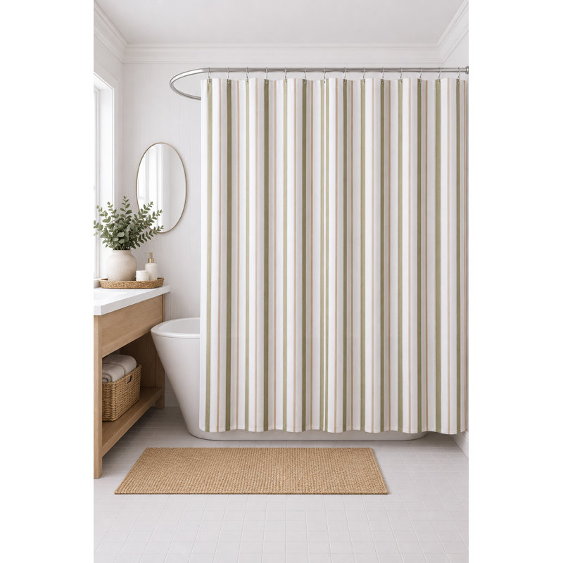 Rideau de douche Classic Stripe, Olive