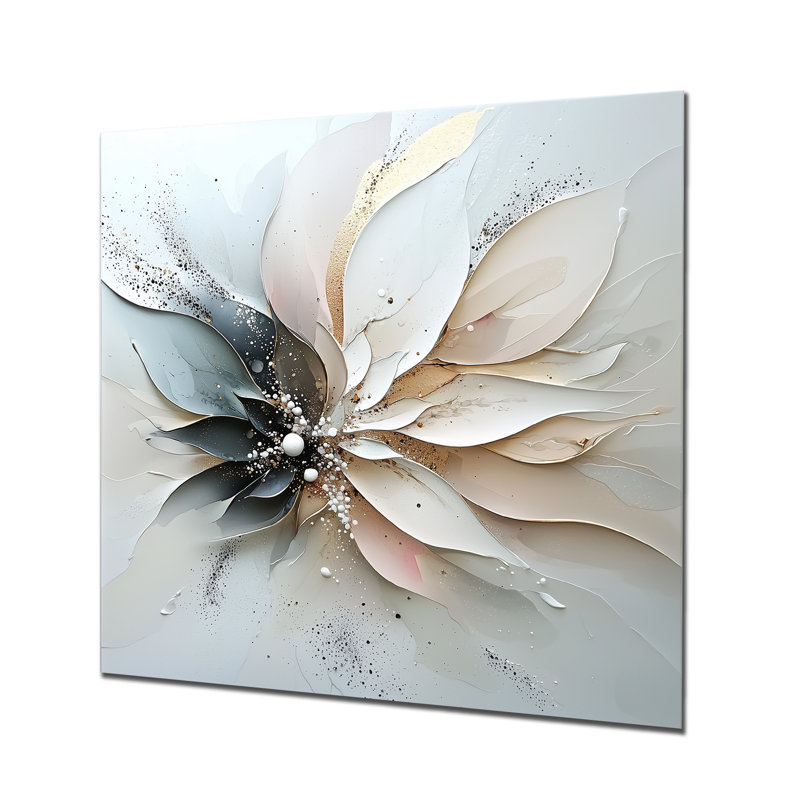 Abstrait fleur de dahlia subtil fleurs IV - fleurs, décoration murale en métal, impression moderne sur métal