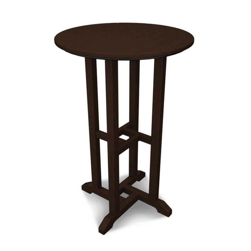 POLYWOOD 24" Round Farmhouse Counter Bistro Table, Mahogany, 37" H x 24" W x 24" L