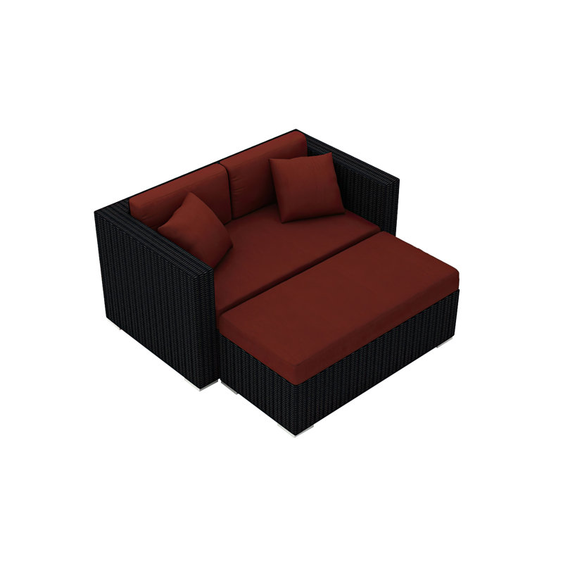 Suffern 63'' Wide Powder Coated Aluminum Patio Daybed with Cushions, Canvas Henna Sunbrella® Canvas