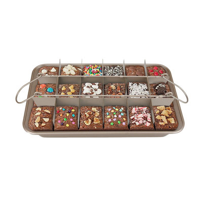 Brownie Pan With Dividers, Non-Stick Backing Pan, Brownie Pan, Lasagna Pan, Brownie Trays,18 Pre-Slice Brownie Pan All Edges, Muffin And Cupcake Pan F