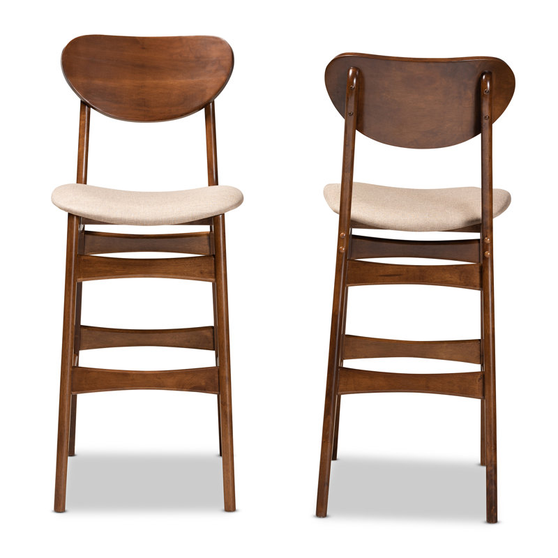 Upholstered Counter Stool with Solid Wood Frame, Sand