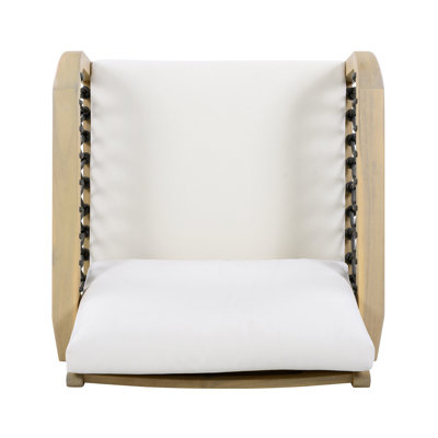 Fauteuil club d'extérieur en bois d'acacia avec corde tissée à la main (ensemble de 2), finition teck clair