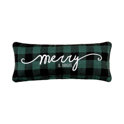 Merry Christmas Plaid Embroidered Throw Pillow